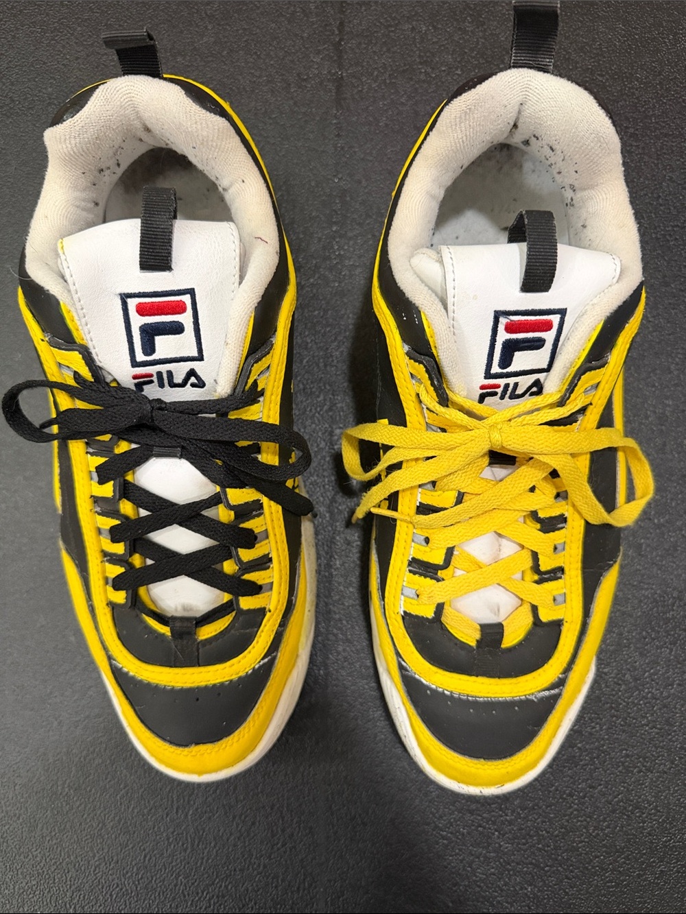 Fila Custom Pittsburgh Steelers Two-Tone Black & Yellow Fila Disrupters Sneakers